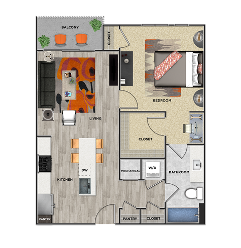 A2A Floor Plan at 675 N. Highland, Atlanta, Georgia